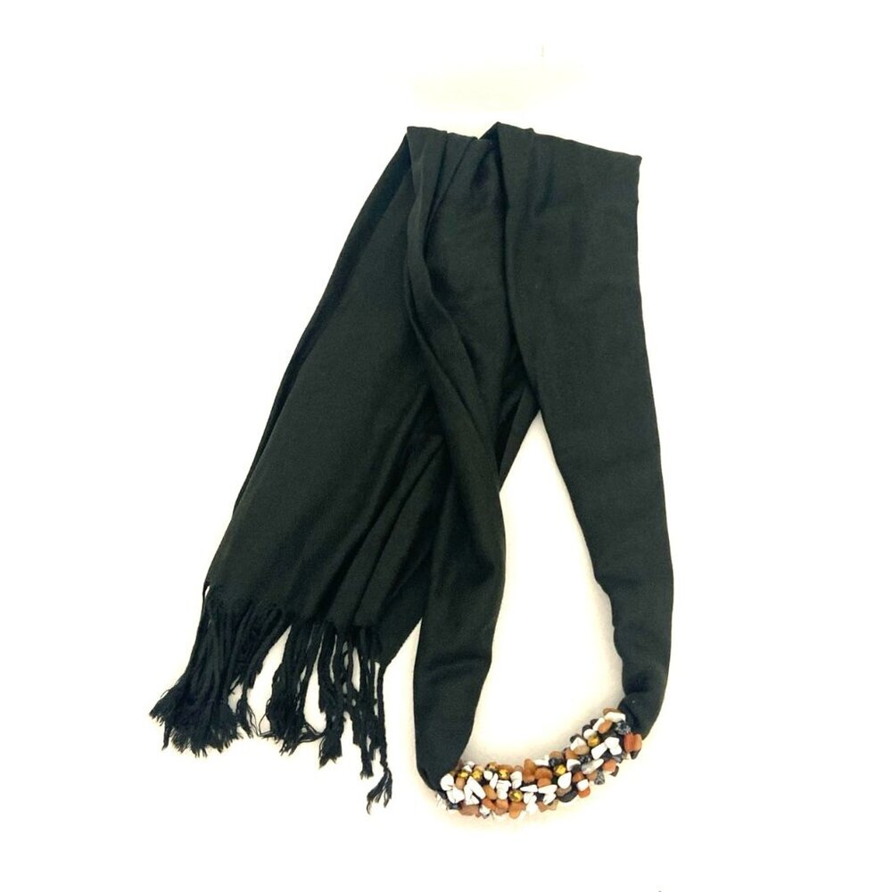 Pashmina Black w/ Multicolored Bead Accents Neutral Career Wedding Coastal